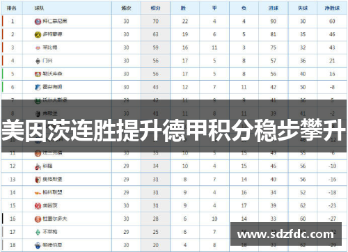 美因茨连胜提升德甲积分稳步攀升